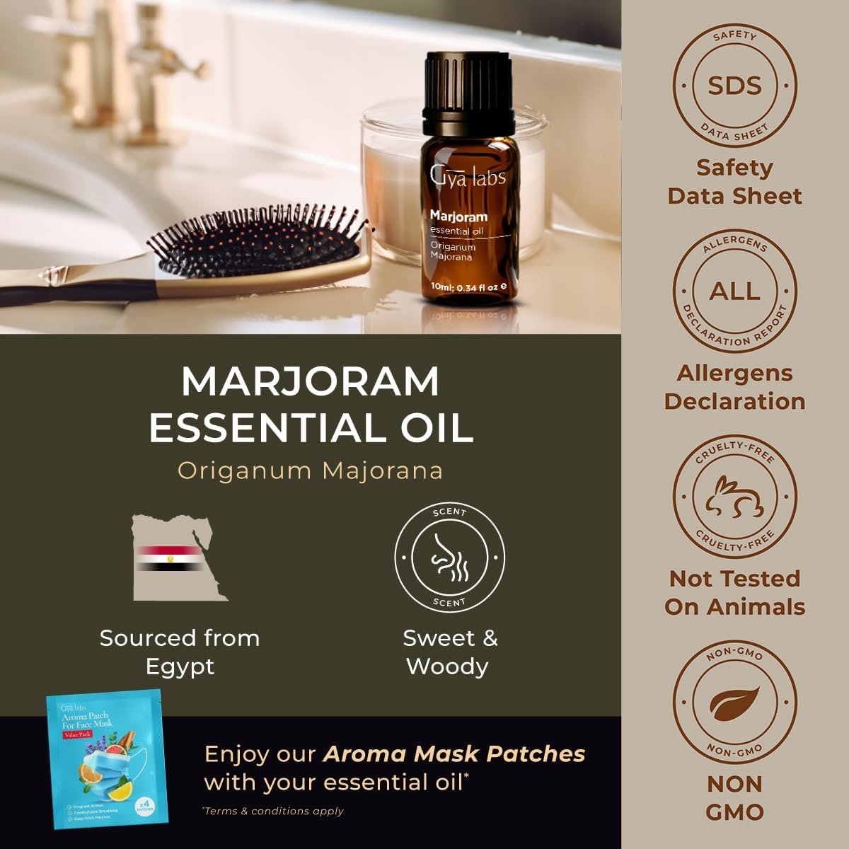 image:imageAgarwood Essential Oil for Skin Hair amp Diffuser 034 Fl OzMarjoram