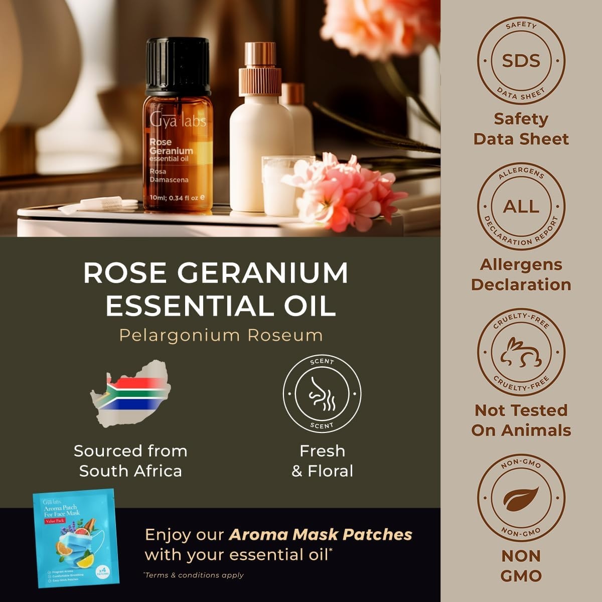image:imageAgarwood Essential Oil for Skin Hair amp Diffuser 034 Fl OzRose Geranium