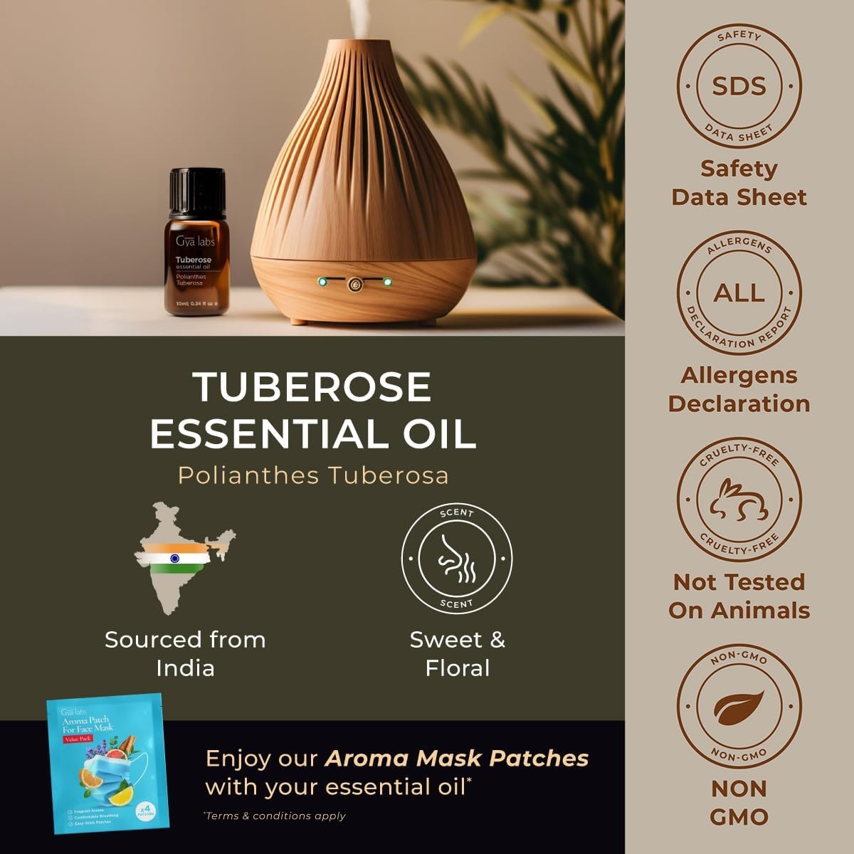 image:imageAgarwood Essential Oil for Skin Hair amp Diffuser 034 Fl OzTuberose