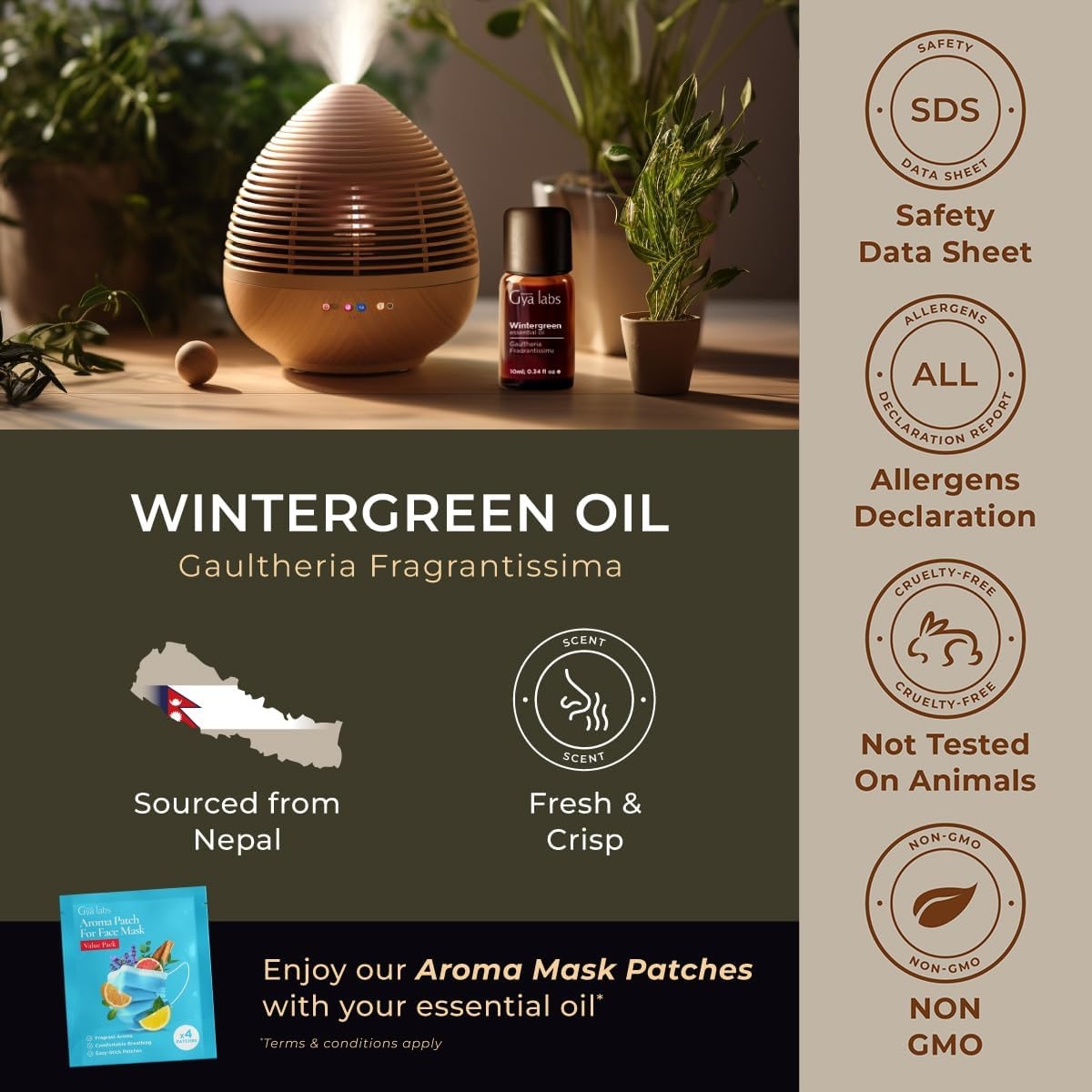 image:imageAgarwood Essential Oil for Skin Hair amp Diffuser 034 Fl OzWintergreen