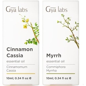 Cinnamon Cassia & Myrrh Essential Oil Set – Aromatherapy Grade Essential Oils Set – 2×0.34 fl oz – Gya Labs