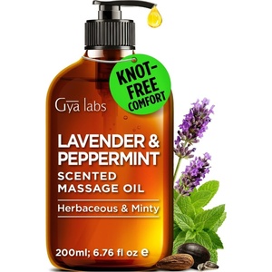 Gya Labs Soothing Muscle Massage Oil for Massage Therapy, Body Oil 6.76 OZ(Lavender & Peppermint)