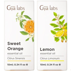 Orange Essential Oil for Diffuser & Lemon Essential Oil for Diffuser Set – Aromatherapy Grade Essential Oils Set – 2×0.34 fl oz – Gya Labs