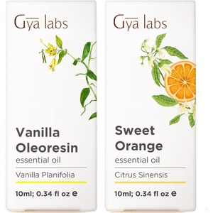 Vanilla Essential Oil for Skin & Orange Essential Oil for Diffuser Set – Aromatherapy Grade Essential Oils Set – 2×0.34 fl oz – Gya Labs