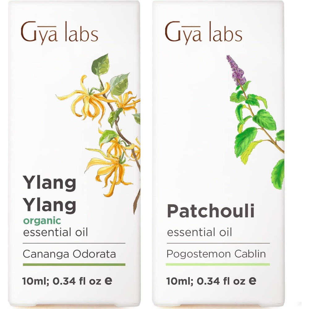image:imageOrganic Ylang Ylang Essential Oil for Diffuser amp Patchouli Essential Oil for Diffuser Set Aromatherapy Grade Essential Oils Set 2x034 fl oz Gya Labs