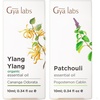 Organic Ylang Ylang Essential Oil for Diffuser & Patchouli Essential Oil for Diffuser Set – Aromatherapy Grade Essential Oils Set – 2×0.34 fl oz – Gya Labs