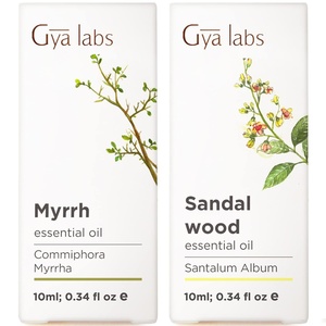 Myrrh Oil for Skin & Sandalwood Essential Oils for Diffuser Set – Aromatherapy Grade Essential Oils Set – 2×0.34 fl oz – Gya Labs