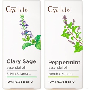 Clary Sage & Peppermint Essential Oil Set – Aromatherapy Grade Essential Oils Set – 2×0.34 fl oz – Gya Labs
