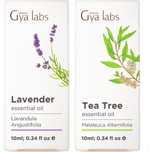 Lavender Oil Essential Oil for Diffuser & Tea Tree Oil for Skin Set – Aromatherapy Grade Essential Oils Set – 2×0.34 fl oz – Gya Labs