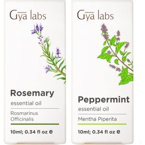 Rosemary Oil for Hair & Peppermint Oil for Diffuser Set – Aromatherapy Grade Essential Oils Set – 2×0.34 fl oz – Gya Labs